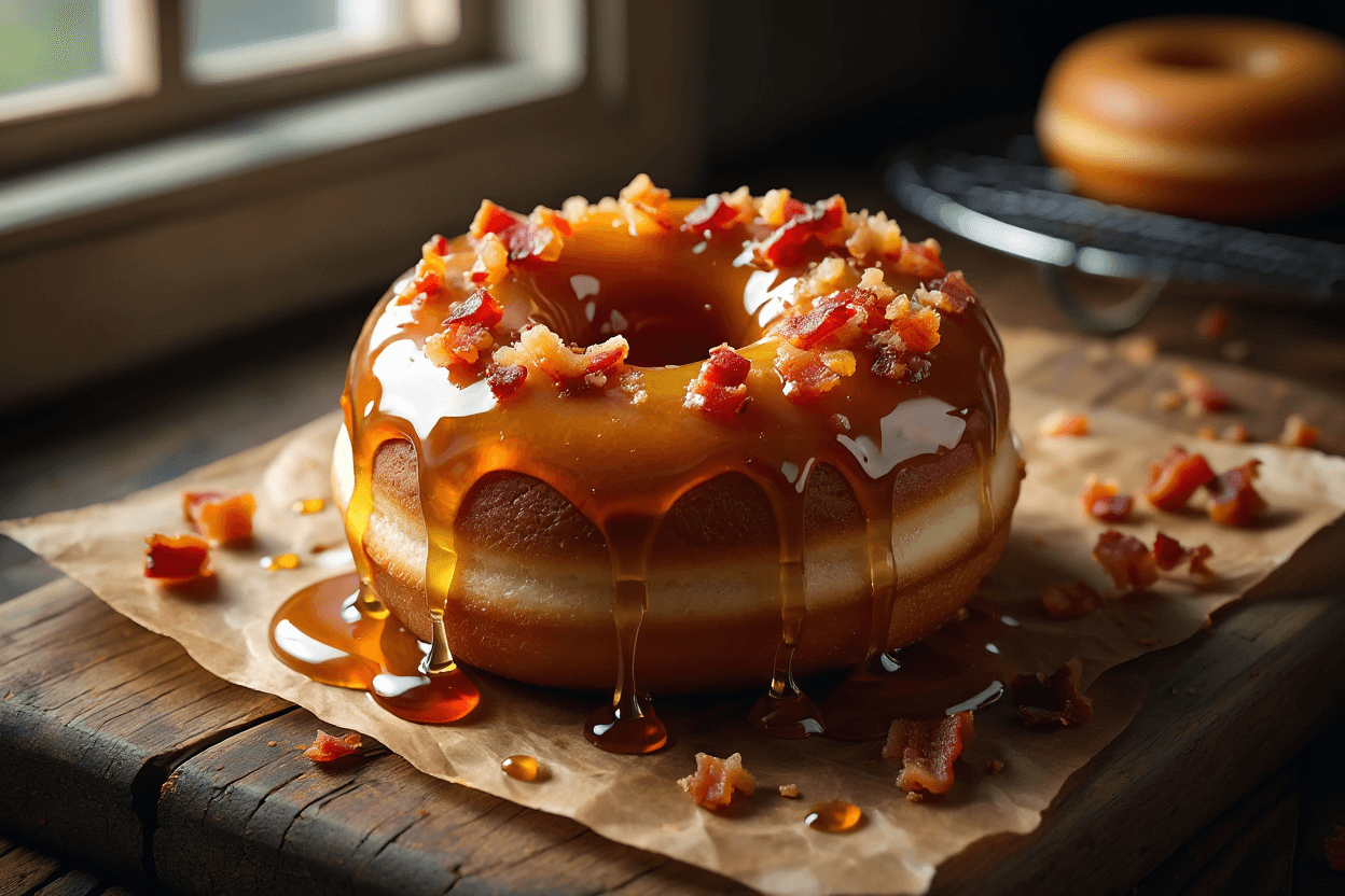 🌟 Maple Glazed Bacon Donuts 🍁🥓🍩 – A Sweet-Savory Hug for Your Taste Buds! 🌟